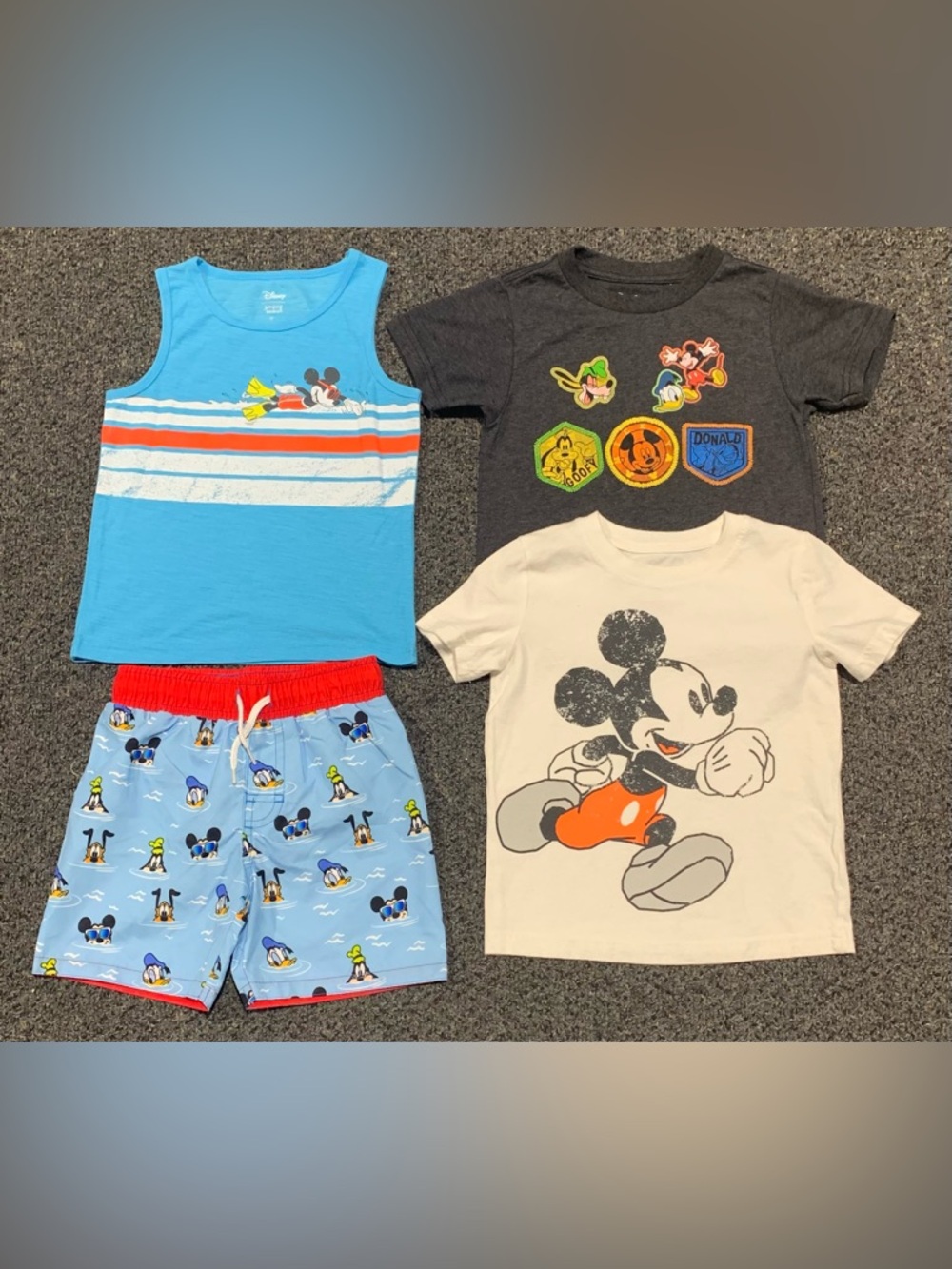 Bundle of Mickey Mouse boys 3T swim trunks summer tank top & shirts